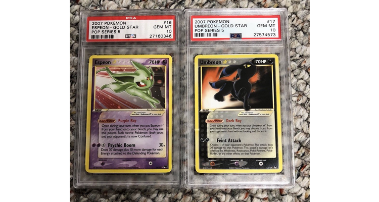 Most Expensive Pokemon Cards - Espeon and Umbreon Gold Star POP Series 5
